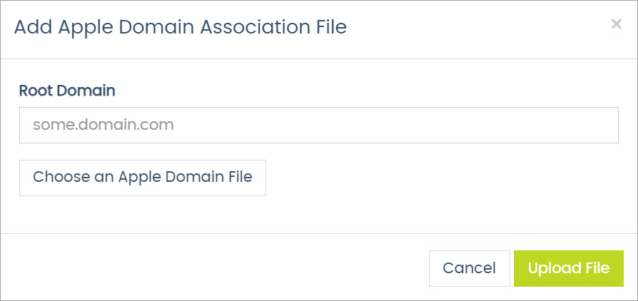 Add Apple Domain Association File pop-up